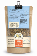 Bean and spice mix package with instructions and branding on a white background